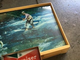 RARE Vintage 1950s Budweiser Guy Fishing Light Up Bar Sign King Of Beers 6