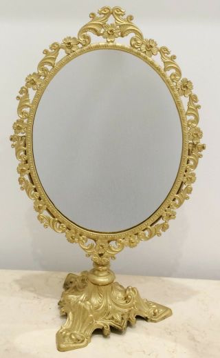 Vintage Brass Vanity Dressing Table Desk Mirror 1262