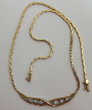 Antique Diamond Necklace 14k Yellow Gold Lavaliere