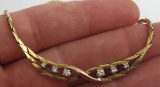 Antique Diamond Necklace 14k Yellow Gold Lavaliere 2