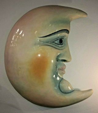 Large Vintage Auth Sergio Bustamante Moon Wall Hanging Sculpture Signed