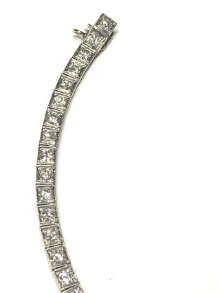 Antique Art Deco Platinum Diamond Tennis Bracelet 4.  3 TCW 4