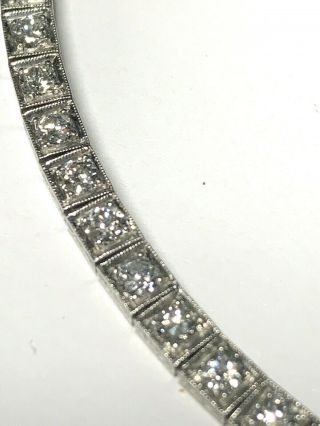 Antique Art Deco Platinum Diamond Tennis Bracelet 4.  3 TCW 5