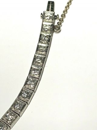 Antique Art Deco Platinum Diamond Tennis Bracelet 4.  3 TCW 6