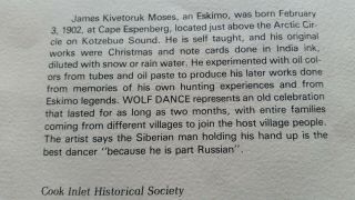 SIGNED VINTAGE INUPIAQ ART,  Wolf Dance,  Acclaimed Artist James Kivetoruk Moses 12