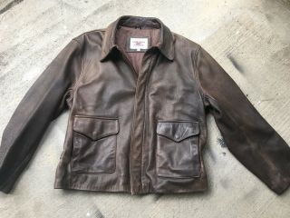Vintage Indiana Jones Leather Field Coat Jacket Medium M Raiders Of The Lost Ark