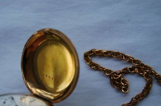 Antique American Watch Co Waltham gold filled pocket watch with chain - 4