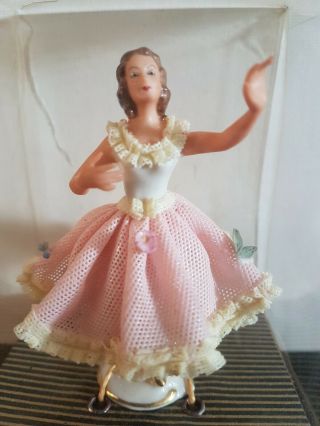 Vintage Dresden Germany - Small 8.  5cm Ballerina,  Tag & Marking 450