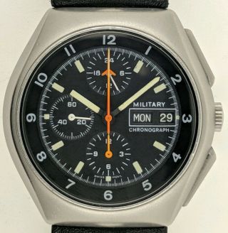 Vintage Tutima Nato Lemania 5100 Military Chronograph Wrist Watch