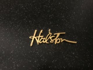 Vintage Halston Gold Tone Signature Pendant Disco 70 