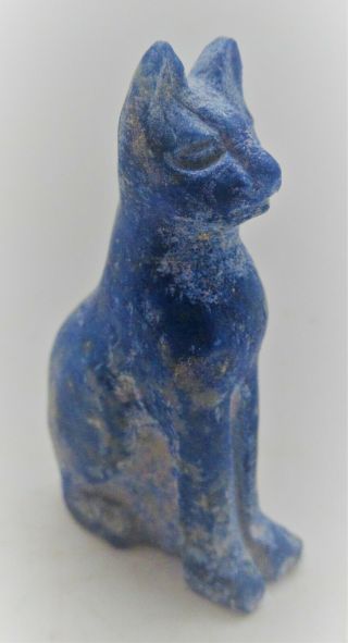 Ancient Egyptian Lapis Lazuli Bastet Statuette Very Rare