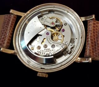 Vintage Mens Oversized 18k Solid Gold Universal Geneve Wristwatch 8