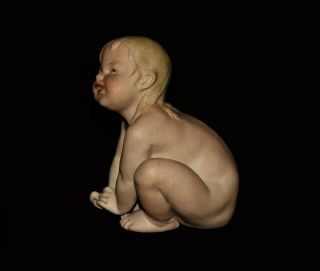 Antique Gebruder Heubach Nude Little Girl Vtg Bisque C.  1910 Piano Baby Figurine