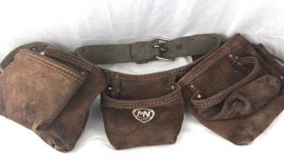 Vintage Usa Heavy Duty Mcguire - Nicholas Workwear Leather Tool Belt Good N3a