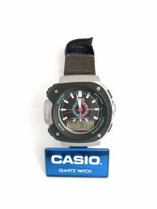 Rare Vintage Casio Aw - 370 Module 1318 Japan Wrist Watch Protrek Altimeter Sendor