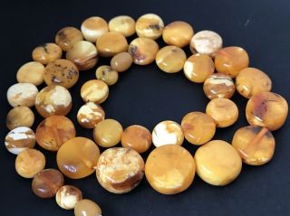 Natural Antique Baltic Vintage Amber Old Butterscotch Beads Necklace 24 Gr