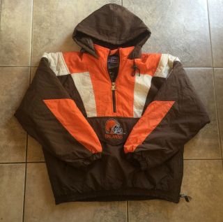 Vintage Cleveland Browns Starter Half Zip Pullover Jacket Nfl Football Sz Xl