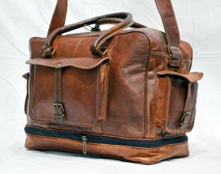 Leather Bag Travel Men Duffel Gym Luggage Vintage Weekend Overnight