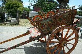 Sicilian Horse Cart - Authentic - Full Size - With Bridle And Hardware -