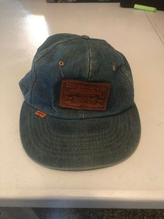 Vintage Levi Strauss & Co Denim Hat,  Orange Tab,  Leather Patch,  Levi’s