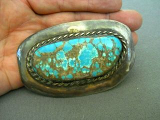 Vintage Handmade Native American Indian Turquoise Sterling Silver Belt Buckle