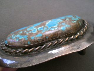 Vintage Handmade Native American Indian Turquoise Sterling Silver Belt Buckle 7