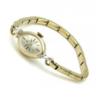 Vintage Omega 14k Yellow Gold Diamond Mechanical 17j Wristwatch Running 5614 - 6