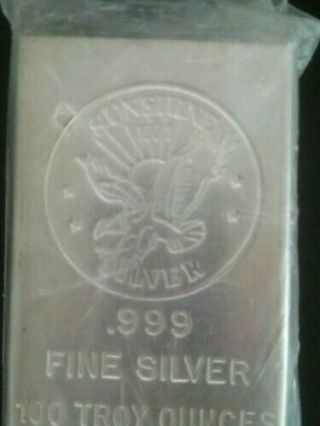 100 oz.  Silver Bar Vintage 1983 Sunshine Mining.  999 Fine Silver Serial C4563 3