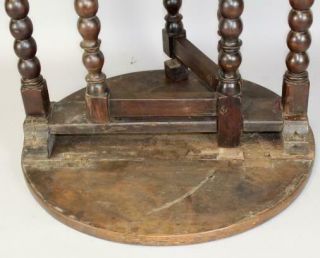 A RARE PILGRIM 17TH C HUDSON VALLEY TRESTLE FOOT - BALL TURNED TUCK AWAY TABLE 11