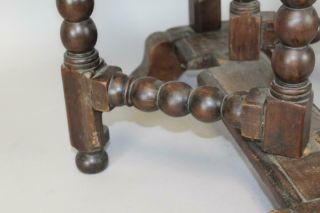 A RARE PILGRIM 17TH C HUDSON VALLEY TRESTLE FOOT - BALL TURNED TUCK AWAY TABLE 8