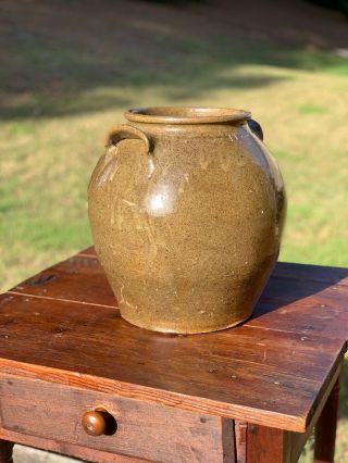 Edgefield Pottery Jar Dave The Slave Stamped L.  Miles Double Slashes 4 Punctuates 10