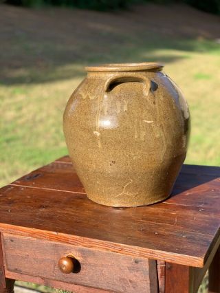 Edgefield Pottery Jar Dave The Slave Stamped L.  Miles Double Slashes 4 Punctuates 9