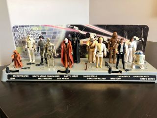 Vintage Kenner Star Wars First 12 Figures And Display Stand With Vinyl Cape Jawa