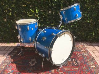 1967 Ludwig “downbeat” 20/14/12 Blue Sparkle Vintage Drums