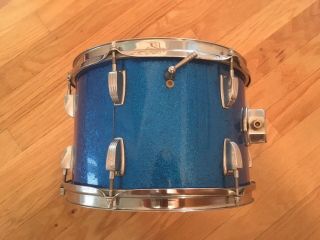 1967 Ludwig “Downbeat” 20/14/12 blue sparkle vintage drums 3