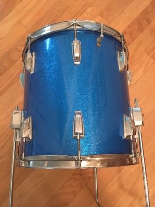 1967 Ludwig “Downbeat” 20/14/12 blue sparkle vintage drums 6