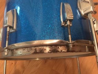 1967 Ludwig “Downbeat” 20/14/12 blue sparkle vintage drums 8