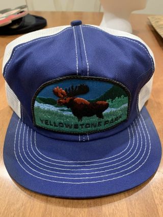 Vintage Yellowstone National Park Trucker Hat Made By K - Productions In The Usa