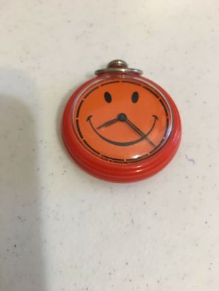 Vintage Westclox Orange Smiley Face Pocket Watch 1970’s