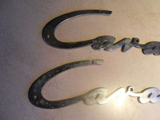 TWO Rare Pair Vintage Chris Craft Cavalier Emblem Badge Script Chrome Metal Boat 2