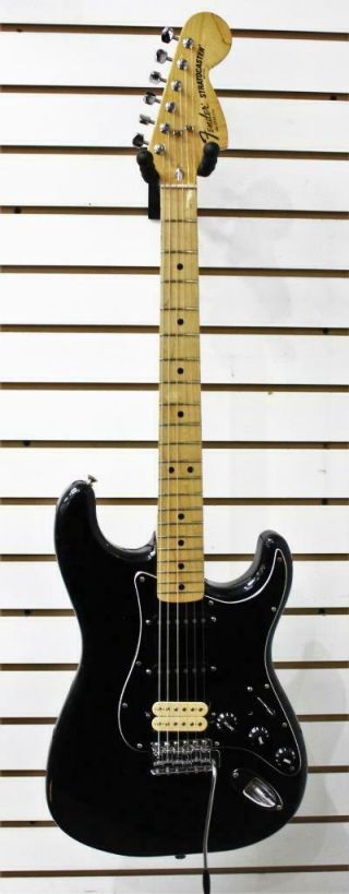 Vintage 1977 - 78 American Fender Stratocaster Usa Strat Black Big Headstock