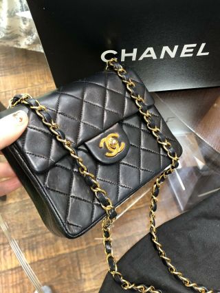 Chanel Vintage Square Classic Single Flap Bag Quilted Lambskin Mini 3