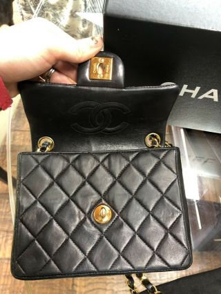 Chanel Vintage Square Classic Single Flap Bag Quilted Lambskin Mini 6