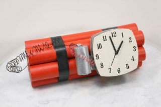 Vintage Model Dynamite Time Bomb Prop.  Clock Hand Crafted Paper One Of A Kind