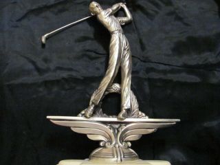 Vintage 1950s Weidlich Silverplate Golf Trophy Plaskon Bakelite Deco Style 24 7