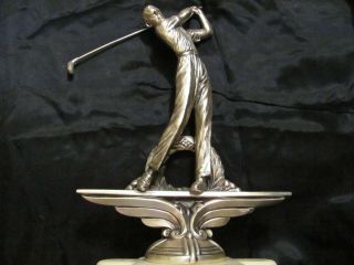 Vintage 1950s Weidlich Silverplate Golf Trophy Plaskon Bakelite Deco Style 24 8