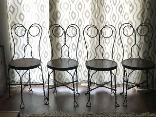 Rare Vintage Ice Cream Parlor 4 Chairs Set Twisted Metal