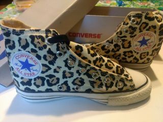 Vtg 80s Made In Usa Converse Chuck Taylor Leopard Print Glow In The Dark 4 Rare