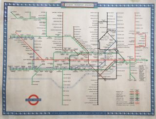 1947 London Underground Poster Map - Hc Beck Very Rare 86cm X 68cm