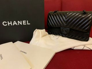 Rare Chanel So Black Chevron Medium Flap Bag